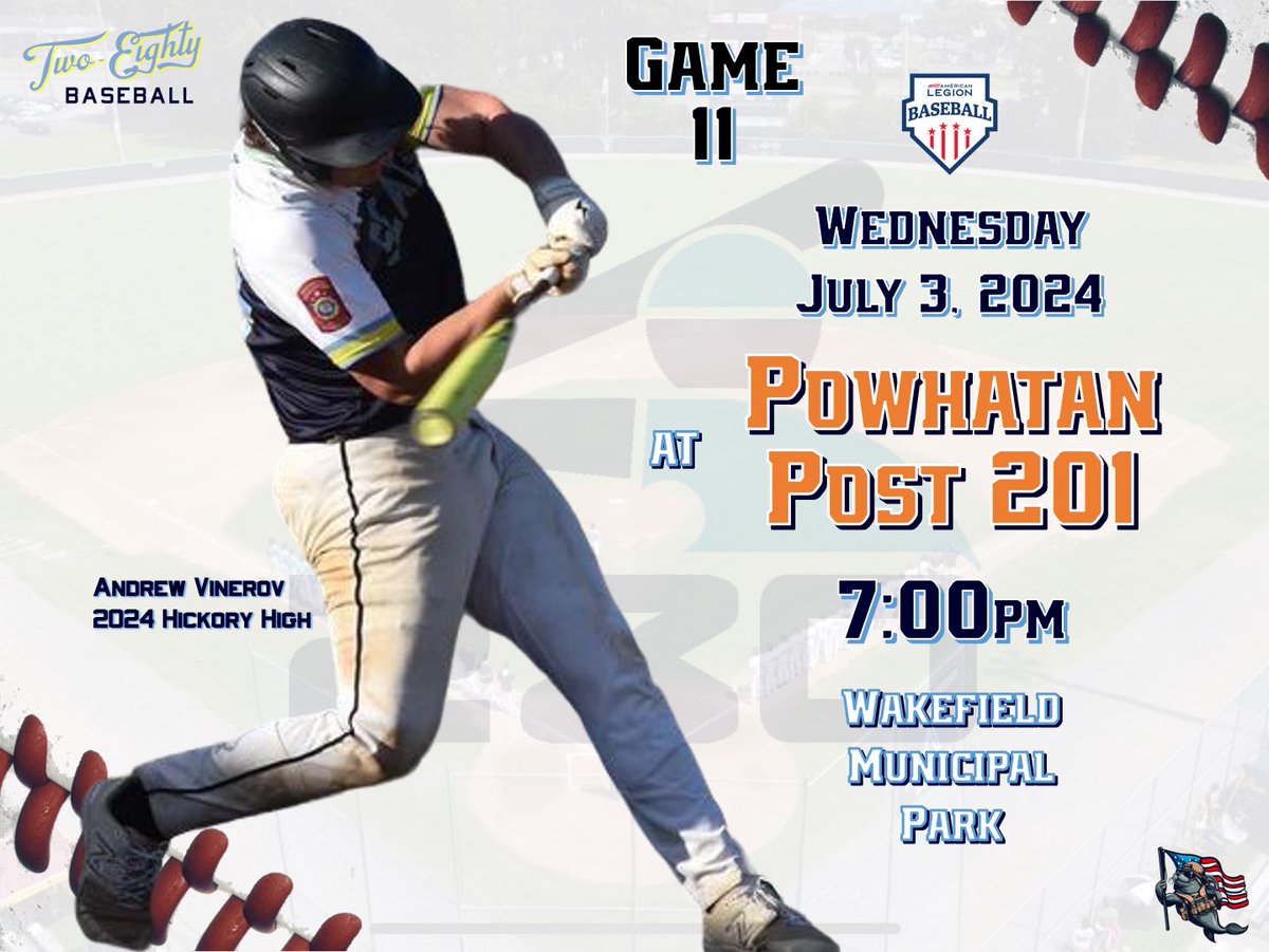 🇺🇸 GAME DAY 🇺🇸

Should be a good one tonight as we travel to take on 7-1 Powhatan Post 201!

🕰️ 7:00pm
📍 Wakefield Municipal Park

#SEALTeam24