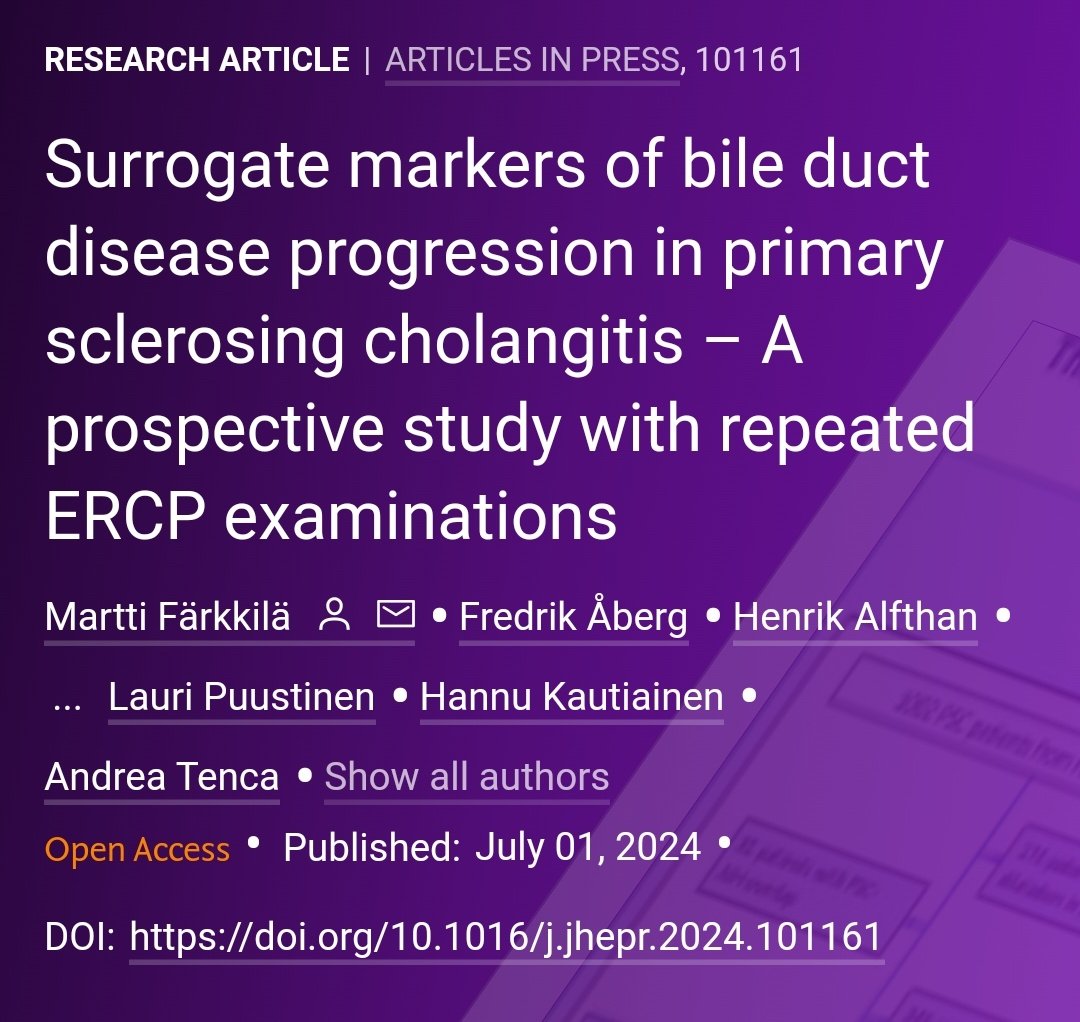 JHEP_Reports's tweet image. 🟪NEW Article in press❕

Surrogate markers of bile duct disease progression in primary sclerosing #cholangitis – A prospective study with repeated ERCP examinations

🔓#OpenAccess at 👉 jhep-reports.eu/article/S2589-…

#LiverTwitter