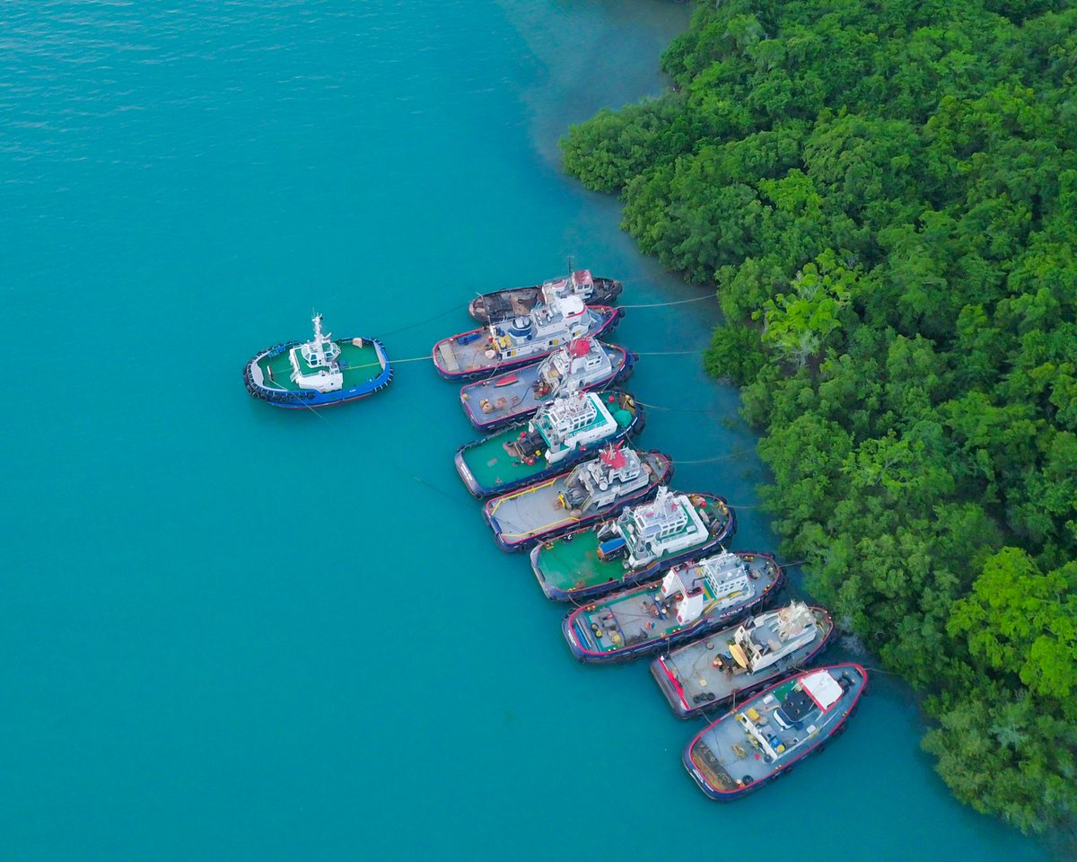 MisterKitson's tweet image. Hey people, I know I've been MIA for some time. 

To prepare for Hurricane Beryl, our fleet of Tugboats made our way to Mosquito Cove, Hanover yesterday. Beached them, tied them into the Mangroves &amp;amp; moored alongside each other. 
Myself &amp;amp; the team, will be waiting it out here.