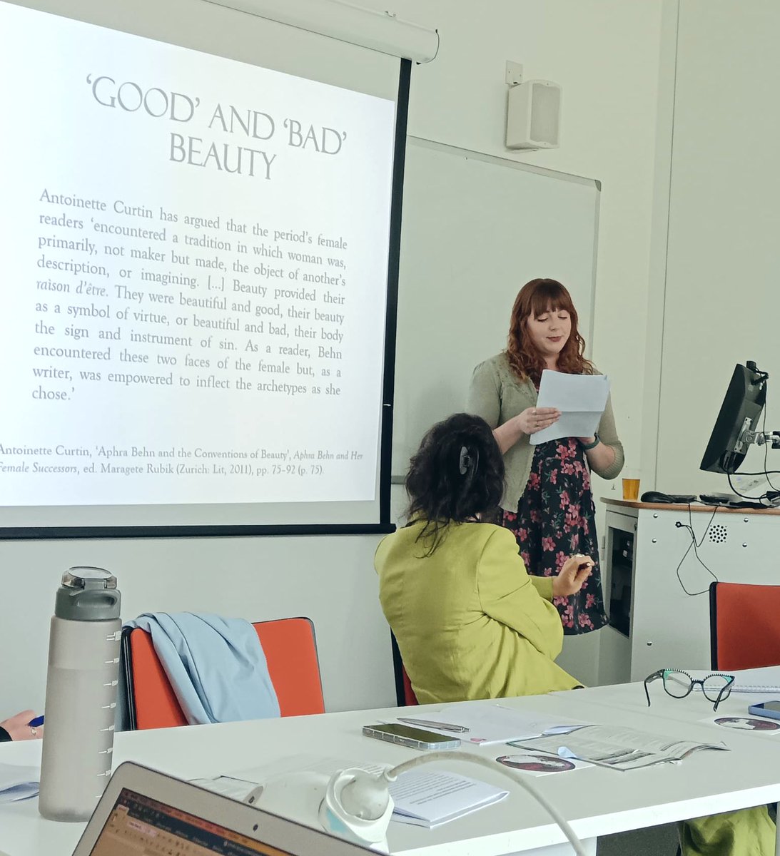 Another day of wonderful papers at the #AphraConference and I got talk about beauty, morality and disease on this incredible panel with Ceri Fowler and Hannah Straw!