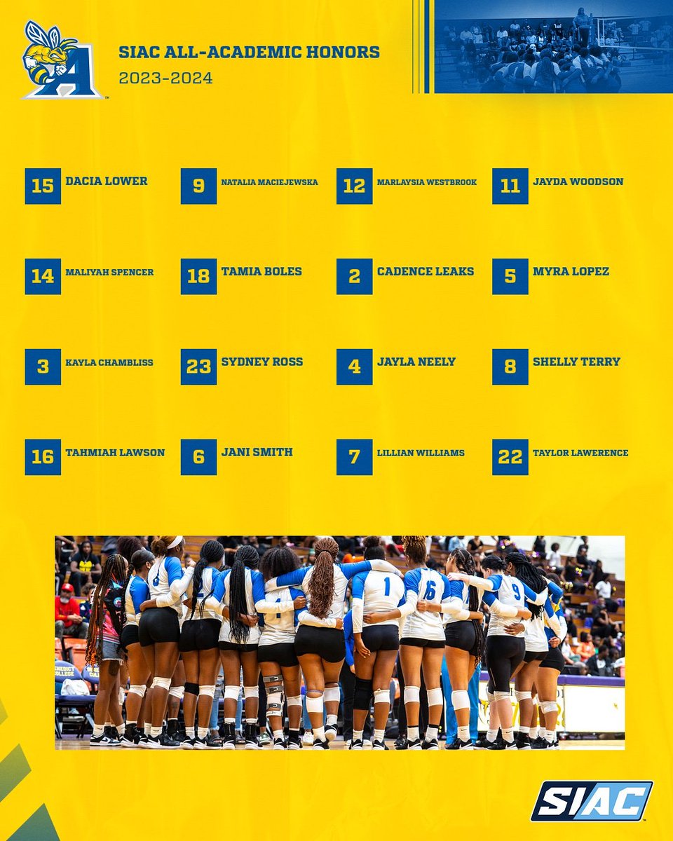 The 2023-2024 SIAC Commissioner’s All-Academic Honors and All-Academic Team have been announced, and we are proud to share that 16 AUVB student-athletes have been recognized!
Keep up the fantastic work and continue prioritizing your studies!💙📚💛🏐🐝