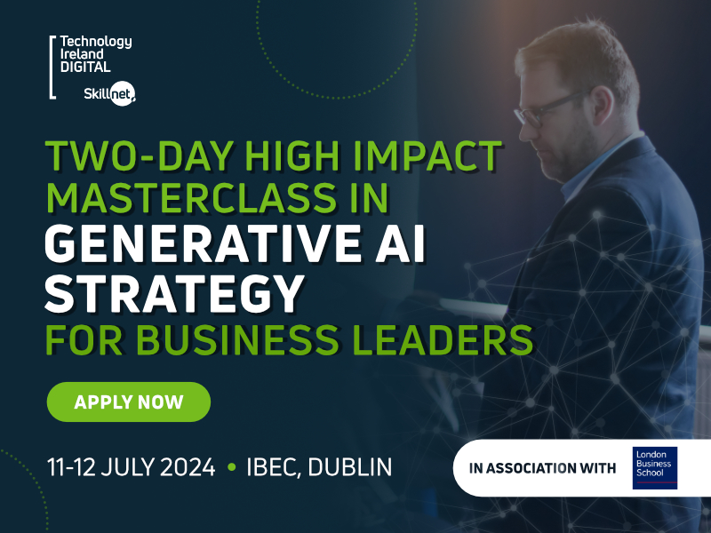 Irish_TechNews's tweet photo. Don’t Miss this Opportunity! Exclusive 2-day, High-Impact Masterclass for Senior Business Leaders on Generative AI.

Takes place July 11th &amp; 12th in Dublin

Find out more and register your place here now: https://t.co/I68xu562Kw

#DigitalSkillnet #GenAIMasterclass https://t.co/jzbwunkINj