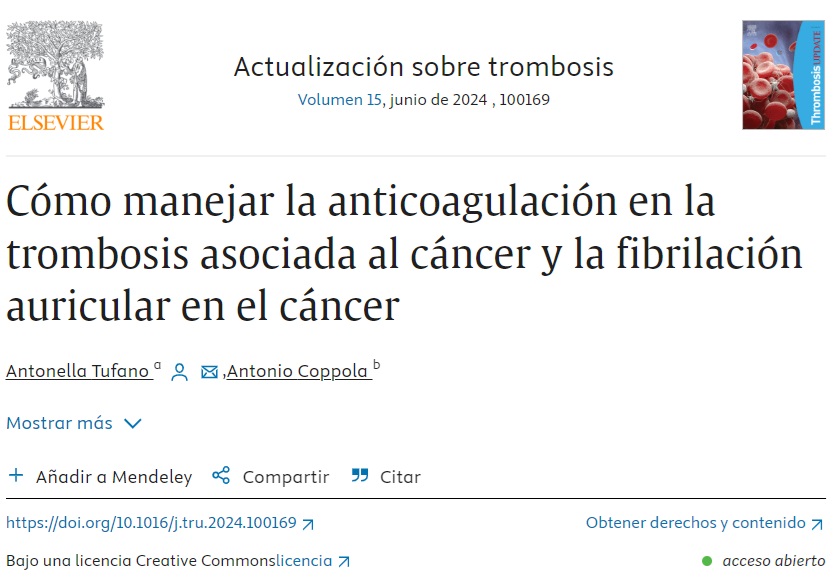 Cómo manejar la #anticoagulacion 💉💊🩸 en la #trombosis asociada al #cancer y la #FA  🫀en el #cancer❓ 
✴️#trombosis 2⃣ causa de muerte en el paciente #oncologico
✴️paciente oncológico > ⚠️ desarrollo de #FA 
sciencedirect.com/science/articl…