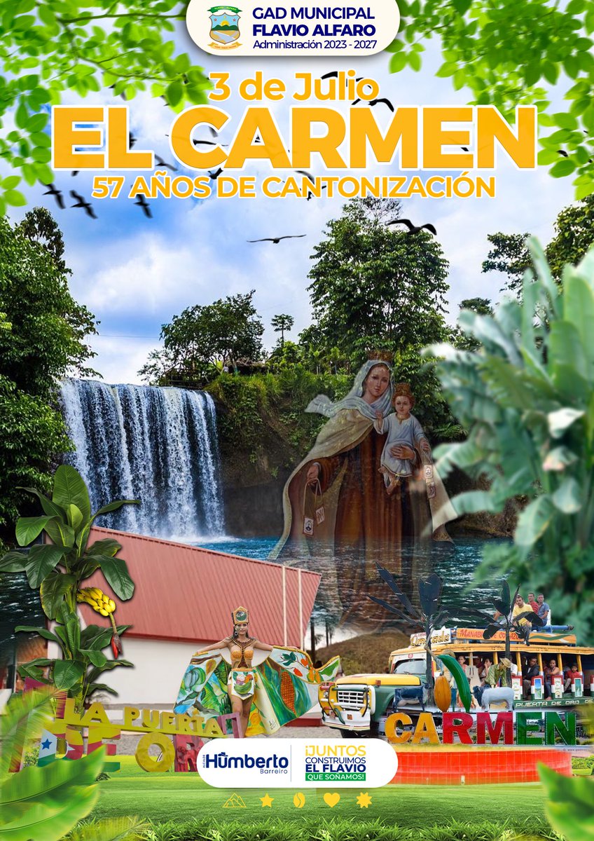 Tierra productiva, de calidez y calidad de gente.

¡Viva El Carmen! 

Hoy celebramos sus 57 años de cantonización. 

Un abrazo  a nuestros hermanos y hermanas  habitantes del cantón.

<a href="/GadElCarmen/">Alcaldía de El Carmen</a>  <a href="/Mayrcruzg/">Mayra Cruz</a>
