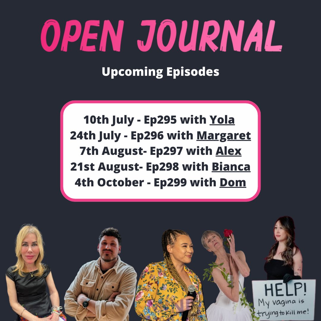 Upcoming podcast episodes:

10th July - Ep295 with Yola
24th July - Ep296 with Margaret 
7th August- Ep297 with Alex (Seizing the Day Company)
21st August- Ep298 with Bianca (<a href="/MMPortsmouth/">Mindset Maintenance</a>)
4th October - Ep299 with Dom (<a href="/thisisgoho/">Goho</a>)