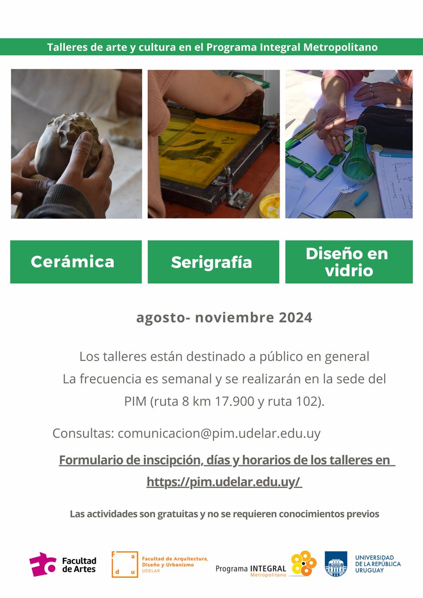 📎Hasta el 22/7 podés inscribirte a los talleres de arte y cultura en el <a href="/PimUdelar/">PIM UDELAR</a> 
Más info pim.udelar.edu.uy/portal/noticia…