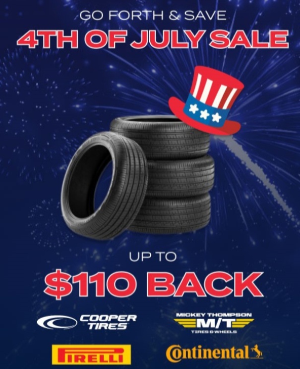 This 4th of July, enjoy the freedom of the open road with unbeatable tire rebates! 🇺🇸🎇

👉 Take advantage of these incredible deals here: zurl.co/SaEb 

Drive safely and enjoy the holiday! 🎆🗽

#July4th #TireRebates #SummerSavings #IndependenceDayDeals