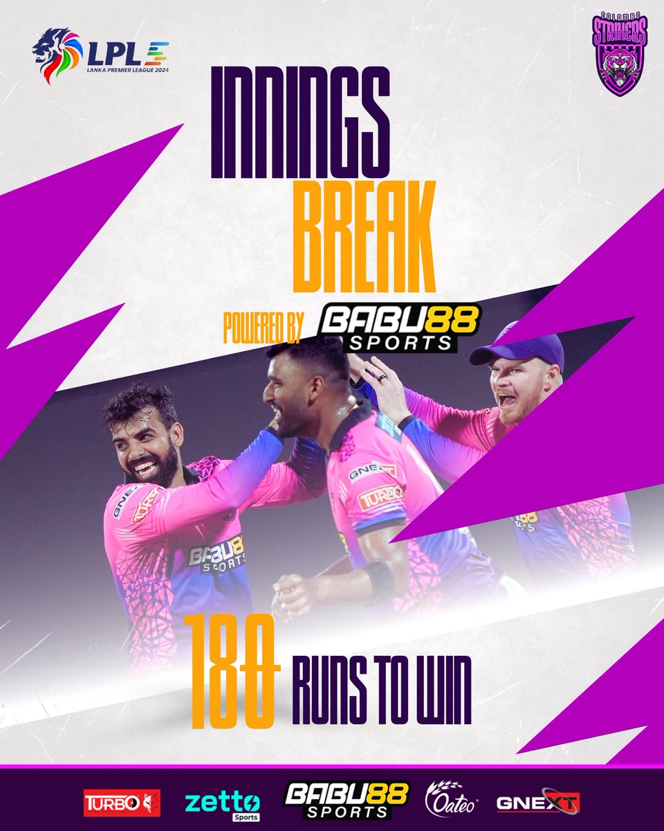 ColomboStrikers's tweet photo. The stage is set for our batters to shine! 💜⚡

#ColomboStrikers #LPL2024 #StrikeToConquer #TheBasnahiraBoys #HouseOfTigers #Lankapremierleague #GMvsCS https://t.co/EGWvjnpQkw