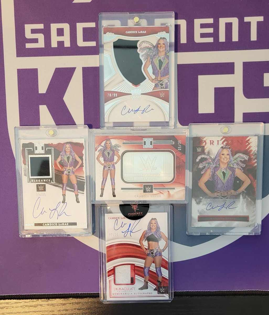 For today's #wrestlingcardwednesday I'm pumped for all my recent <a href="/CandiceLeRae/">Candice LeRae</a>   biggies. But <a href="/PaniniAmerica/">Panini America</a>, I'm sure you can do better than to recycle the same picture shoot for all these "higher end" releases.