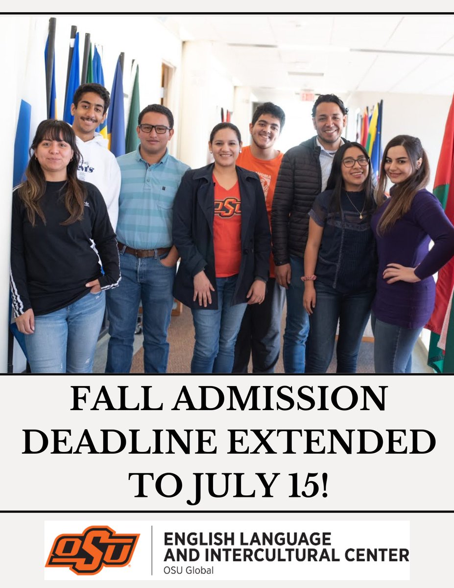 Exciting news!  The application deadline has been extended! You now have until JULY 15 to apply. Don't miss this opportunity to join us as a new student at the English Language and Intercultural Center.