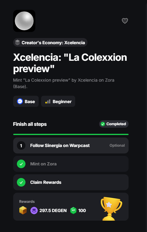 Nftyi mintledikten sonra seri şekilde cashback olan görevi tamamlayabilirsiniz son 2k kalmış. neredeyse bedavaya hem zora hem de l3 kasmış oluyorsunuz.

Mintle👇

zora.co/collect/base:0…

Cube👇

app.layer3.xyz/quests/xcelenc…