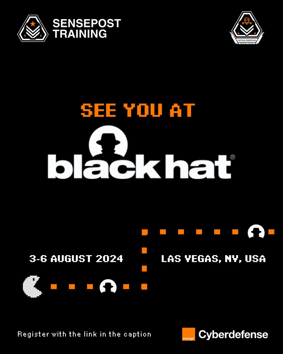 Introducing our elite trainers for our <a href="/sensepost/">Orange Cyberdefense's SensePost Team</a> Tactical Hacking Essentials course being delivered this August <a href="/BlackHatEvents/">Black Hat</a> #USA.

<a href="/BreakerOfSigns/">Jason Spencer</a> &amp; <a href="/dane_goodwin/">Dane Goodwin</a> will actively guide and grow your skills in our 4-day hacking bootcamp.

Enrol: bit.ly/bhusathe

#bhusa