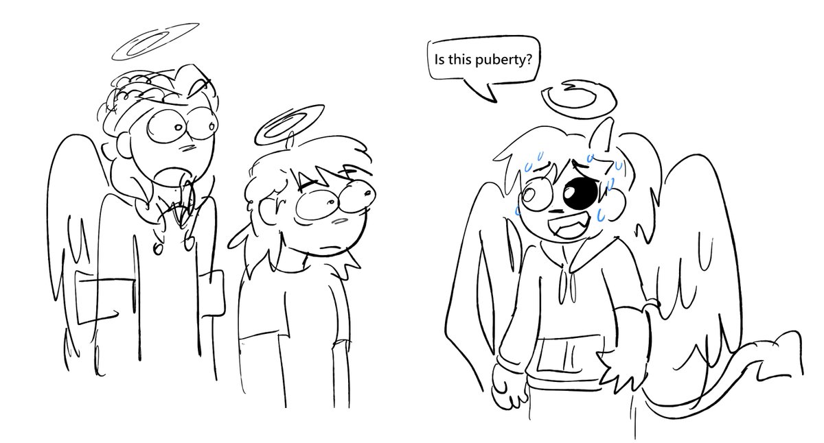 henryshalun_1's tweet photo. helloo 
it's au where everyone is angels, but riley is a half demon and a half angel. She is very scared because in this au demons are bullied, and Riley is afraid of this and afraid of losing her friends💔
#Insideout2 #rileyanderson #insideout2AU https://t.co/SmDkZUscs3