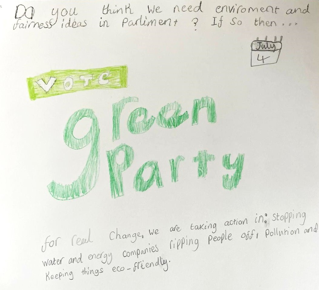greenalexjf's tweet photo. My lovely niece has summed up the campaign perfectly 🥰💚 https://t.co/JBADxte4PZ