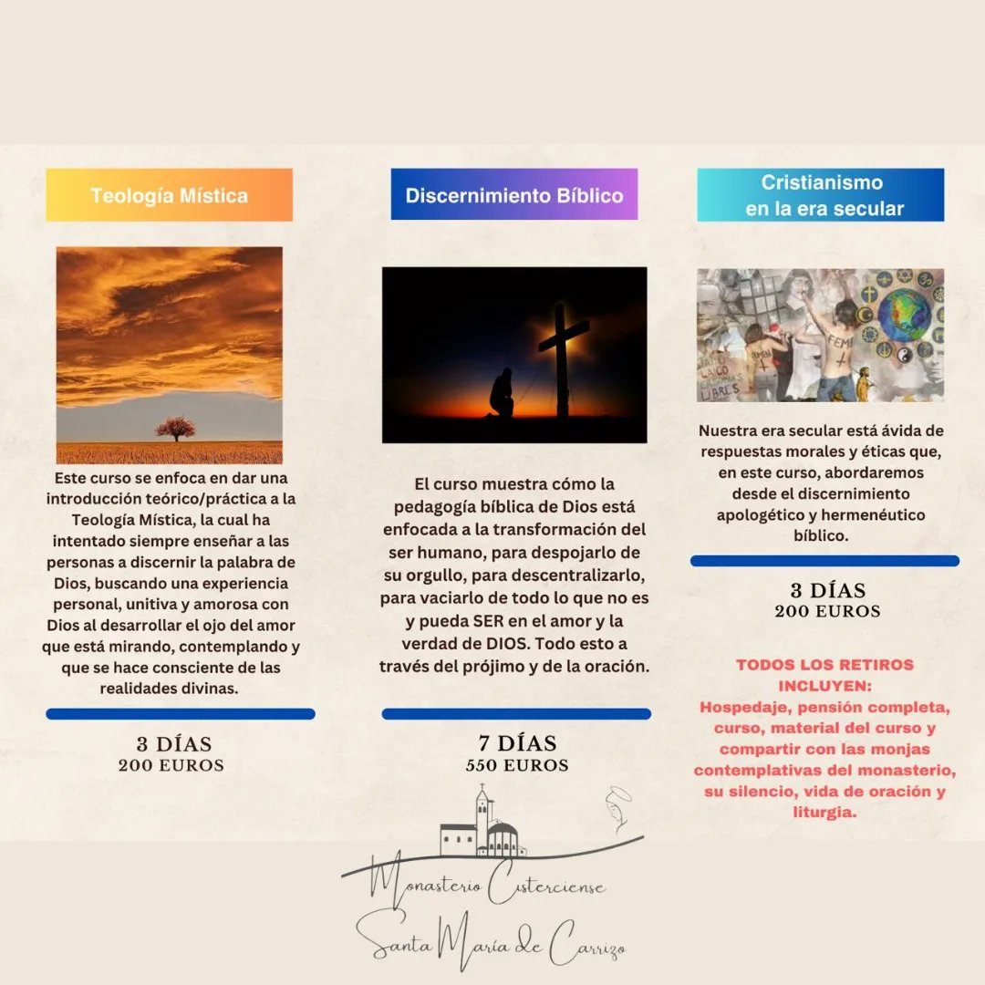 monjasdecarrizo's tweet photo. 👉Os presentamos nuestra novedad:
❗Retiros contemplativos❗

➕ Info en nuestra web.

〰️Apúntate y vive una experiencia con nosotras.
@IglesiaEnLeon
#OraEtLabora #Trapenses #Cistercienses #IXSiglos #carrizodelaribera #leon #vidasilenciosa #raizdelaIglesia #monjastrapenses https://t.co/cmvLBJEK5Z