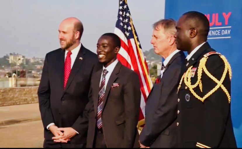 H_Ssekiwunga's tweet image. This evening was able to meet the US Ambassador William Popp, Deputy Chief of Mission William Bent and Colonel Christian Noumba Defense Attaché as the United Stated Celebrates its 248 independence @USAmbUganda , We Celebrate you America 🇺🇸