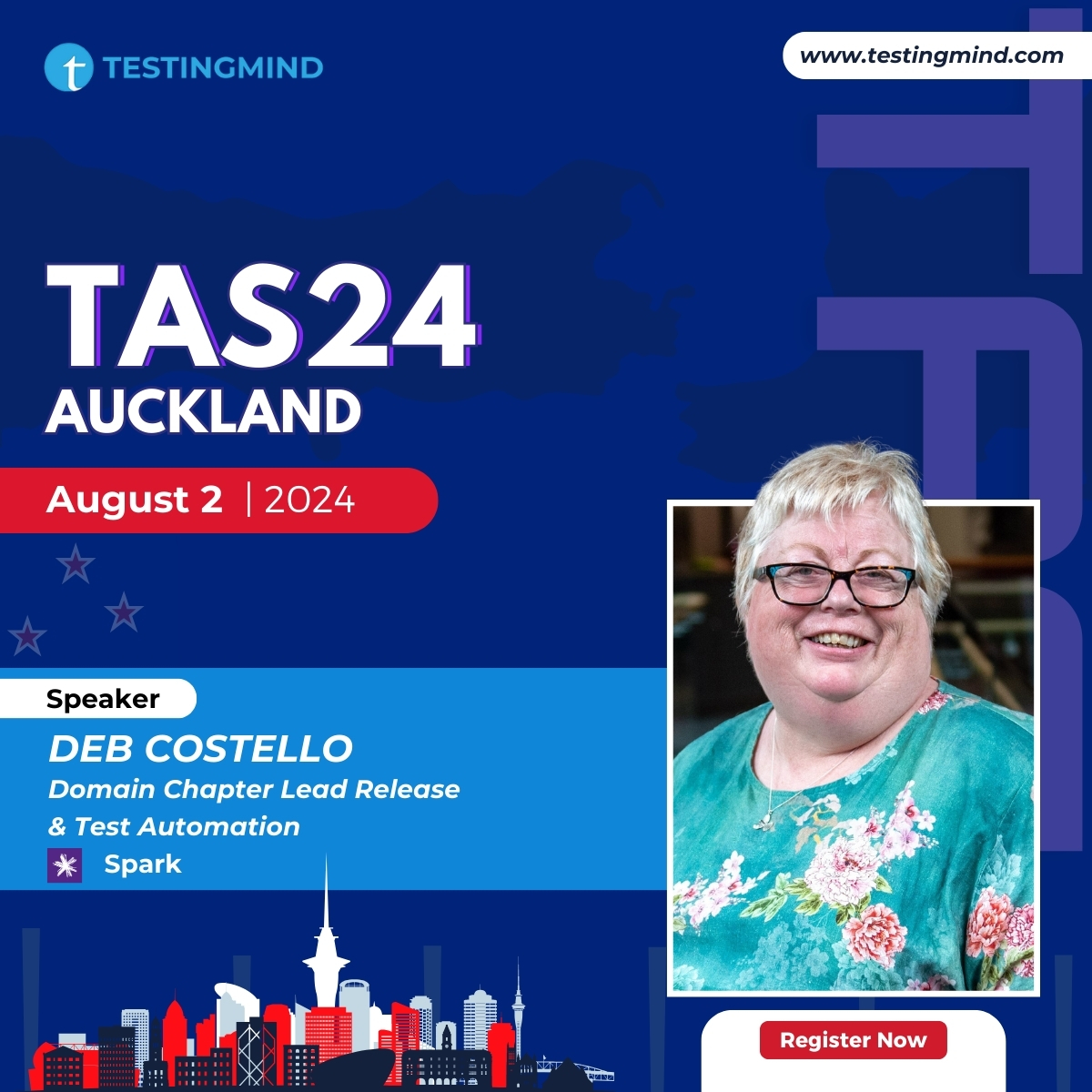 testingmindcon's tweet image. 🔥 Exciting Speaker Announcement! 🔥
We are thrilled to announce that Deb Costello will be a featured speaker at the Test Automation Summit in Auckland on August 2, 2024! 🗓️
🔗 Register Here: testingmind.com/event/tas2024/…
#TestAutomationSummit #SoftwareTesting #ContinuousTesting