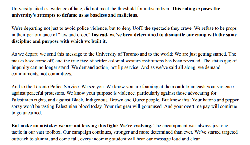UofT Occupy for Palestine tweet media