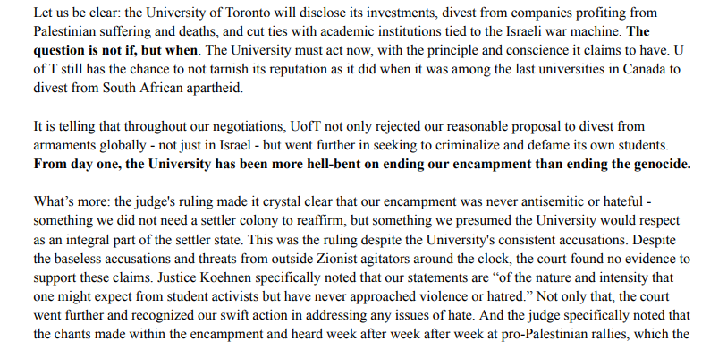 UofT Occupy for Palestine tweet media
