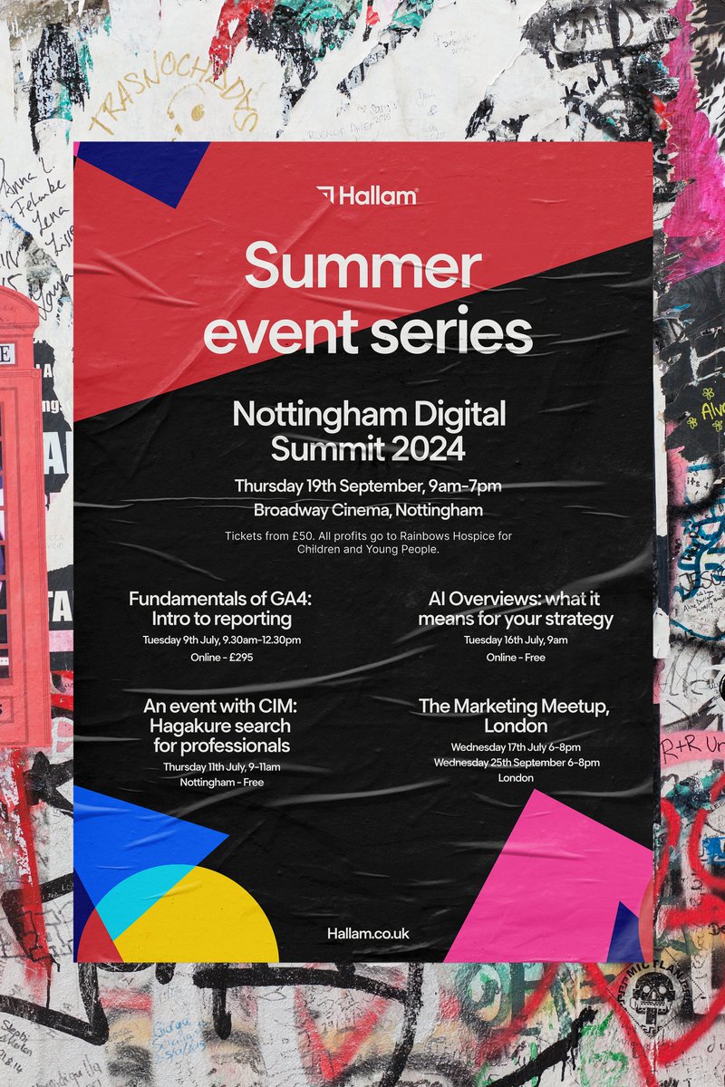 🗓 Sorted your plans for the summer? We've added even more dates to our summer events series.

Come and join us. Find out more here: hallaminternet.com/events/