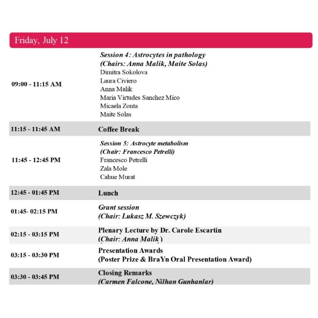 Unveiling the #AstrocyteCafe2024 Program! 🧠☕

Get ready to be inspired by an incredible lineup of speakers, poster sessions, and amazing networking opportunities

✨ Keynotes: Carole Escartin &amp; Matthew Holt
🗣️ Meet the expert: Alexej Verkhratsky
🤝 Networking 
👥 Poster session