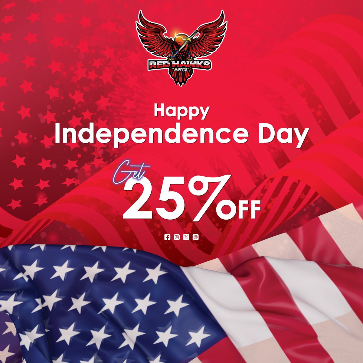 🎨 Celebrate Freedom with Art! 🎨

RedHawks Arts is offering a dazzling 25% OFF on any quotation from July 3rd to July 5th! It’s the perfect time to turn your ideas into beautiful creations.

Act fast and secure your discount🥳

#IndependenceDay #Discount #RedHawksArts #CustomArt