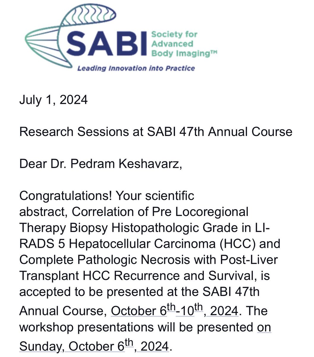 Pedram Keshavarz, MD (@pedrammd) on Twitter photo Proud to have 2 oral presentations and 2 posters accepted for #SABI24.
Excited to share and invite you to join the talks!
<a href="/SABImaging/">Society for Advanced Body Imaging | SABI</a>
<a href="/StevenSRaman_MD/">Steven S. Raman MD, FSAR, FSIR</a>
<a href="/JChiang795/">Jason Chiang, MD, PhD</a>
<a href="/RadiologyUcla/">UCLA Radiology</a> Proud to have 2 oral presentations and 2 posters accepted for #SABI24.
Excited to share and invite you to join the talks!
<a href="/SABImaging/">Society for Advanced Body Imaging | SABI</a>
<a href="/StevenSRaman_MD/">Steven S. Raman MD, FSAR, FSIR</a>
<a href="/JChiang795/">Jason Chiang, MD, PhD</a>
<a href="/RadiologyUcla/">UCLA Radiology</a>