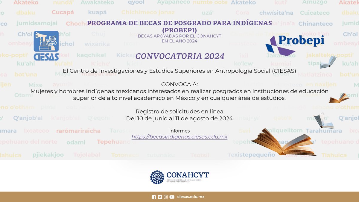 ciesas's tweet photo. ¿Eres indígena y buscas impulsar tu carrera académica? Descubre al #PROBEPI, una oportunidad para contribuir a tu crecimiento profesional.
¡No dejes pasar la oportunidad! 📚✨  
Consulta la convocatoria en https://t.co/DCx4EANTtE
#SomosCIESAS https://t.co/RdeRhwIE03