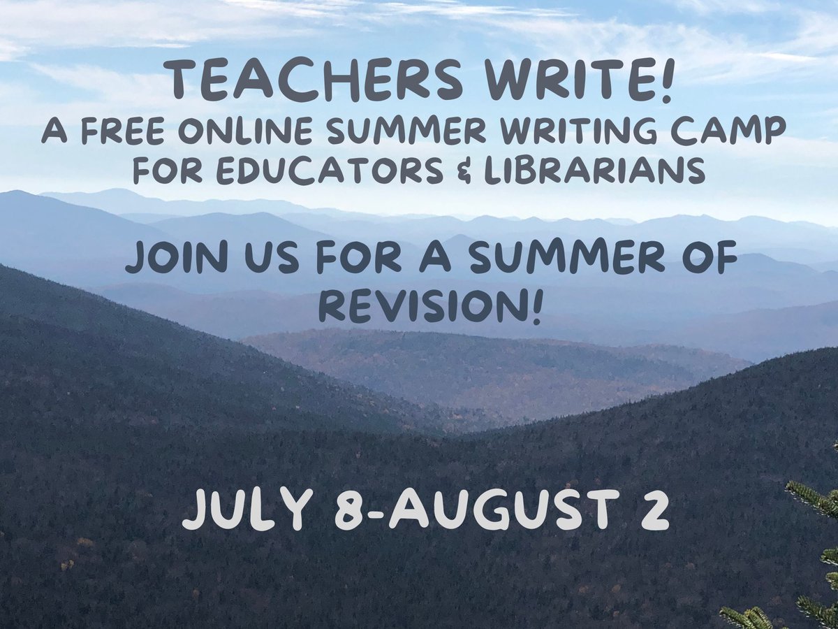 Teacher &amp; librarian friends! Don't forget that Teachers Write, our free online summer writing camp especially for teachers &amp; librarians, starts on Monday! 

Are you signed up yet? katemessner.com/announcing-tea…