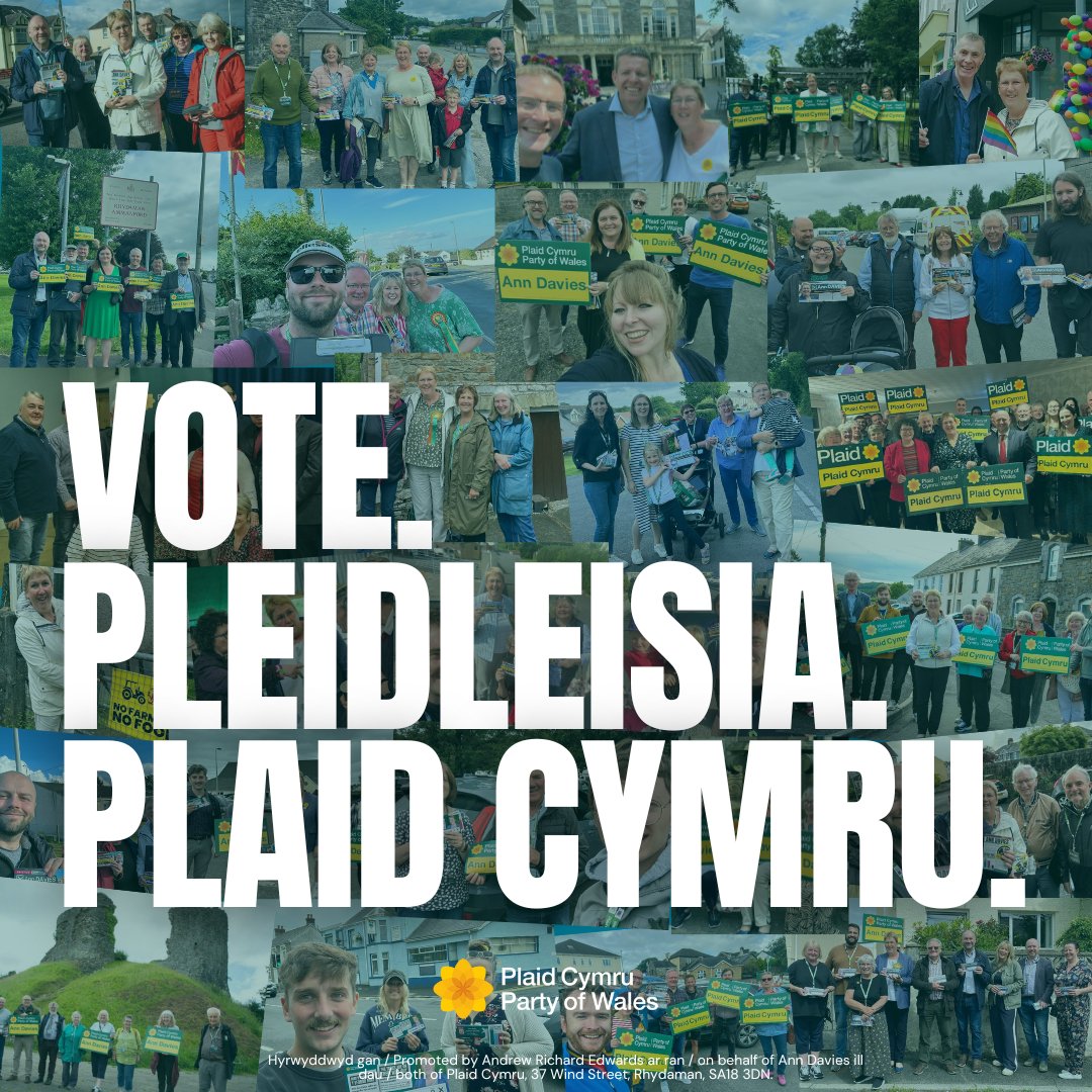 Put #Caerfyrddin first today. 🗳️🏴󠁧󠁢󠁷󠁬󠁳󠁿

Vote Plaid Cymru to stop the Tories and to stop Labour from taking our communities for granted. Elect a strong local voice for Caerfyrddin.

You have until 10pm tonight - and remember photo ID!

#GE24