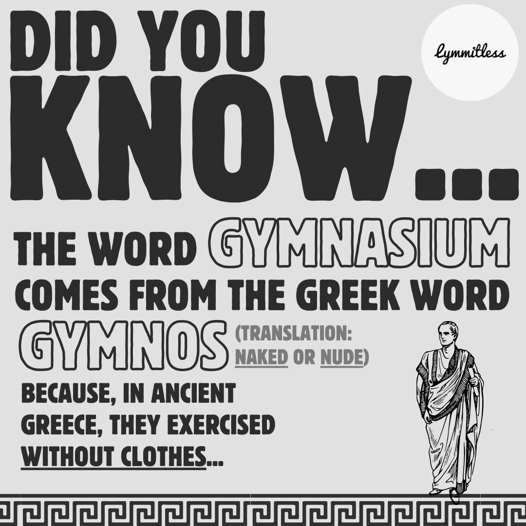 Lymmitless's tweet image. Gymnasiums have a rather revealing past... but don't worry, we've updated our dress code since ancient Greece 👀 #FitnessTrivia