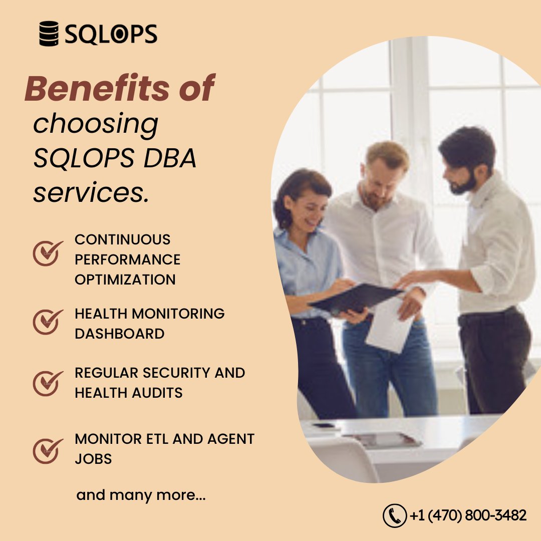 GOSQLOPS's tweet photo. These are just few of the numerous benefits that you get when you choose SQLOPS to take care of your Database.  

Visit our page at https://t.co/T47EdPMtMK or email us at sales@sqlops.com to schedule a consultation directly. 

#Dbaservices #highestroi #database #SQLOPS https://t.co/w73PcdZVUp