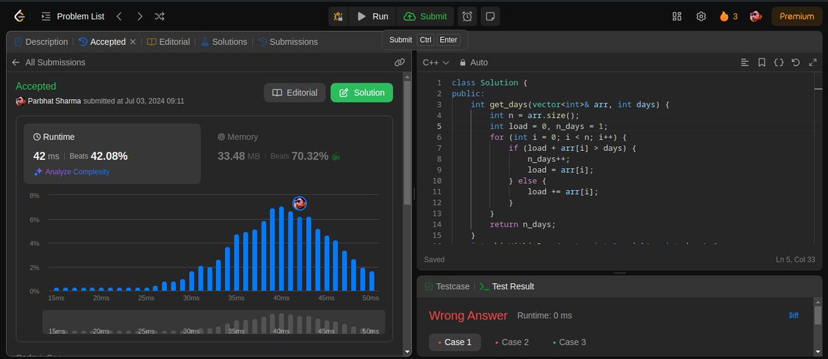 ParbhatSharma29's tweet image. Solved daily #leetcode  problem and making progress in solving binary search problems from @striver_79's A to Z DSA sheet.
#dsa #cpp #learninpublic