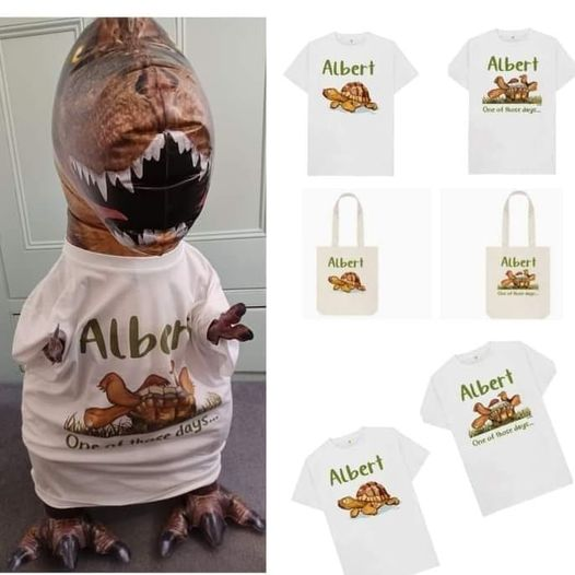 AlbertTortoise's tweet photo. You'll be DINO get an #ALBERTthetortoise #tshirt or #totebag. They're a little bit #roarsome, according to #model #TRex. Two #designs based on ALBERT #picturebook #illustrations. See more at https://t.co/f64iOGPWEo
#tortoise #turtle #clothing #summer #beach #tortoiseart https://t.co/HlHSd0MrAn