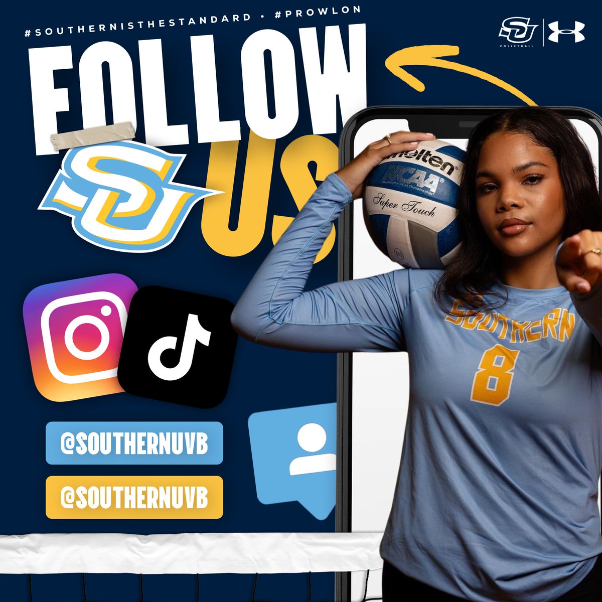 SouthernU_VB's tweet image. Keep up with Southern University Volleyball News, Giveaways, Media, Score Updates, Announcements, and more here our Official Twitter and also Instagram + TikTok! 

@SouthernUVb ⬅️
#SouthernIsTheStandard | #WeAreSouthern