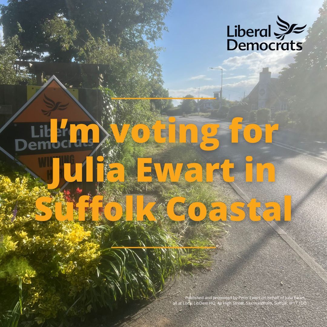 JulesEwartSuff's tweet photo. Itโs clear that the LibDems are best placed to deliver for #SuffolkCoastal. I will work tirelessly for our community. #ge2024 #libdems #julia4mp https://t.co/VpH24eO6UN