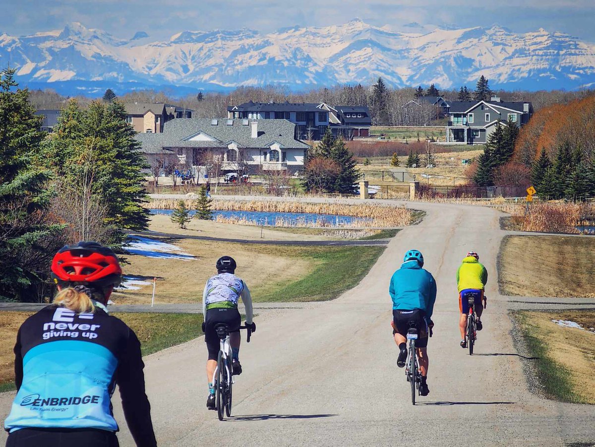 Enbridge's tweet photo. #TeamEnbridge across Calgary and Edmonton are gaining miles and capturing views as they train for the Enbridge @TheTourAlberta while supporting a great cause. We are inspired by the distance the team is putting in to prepare. https://t.co/2zvxjobdor