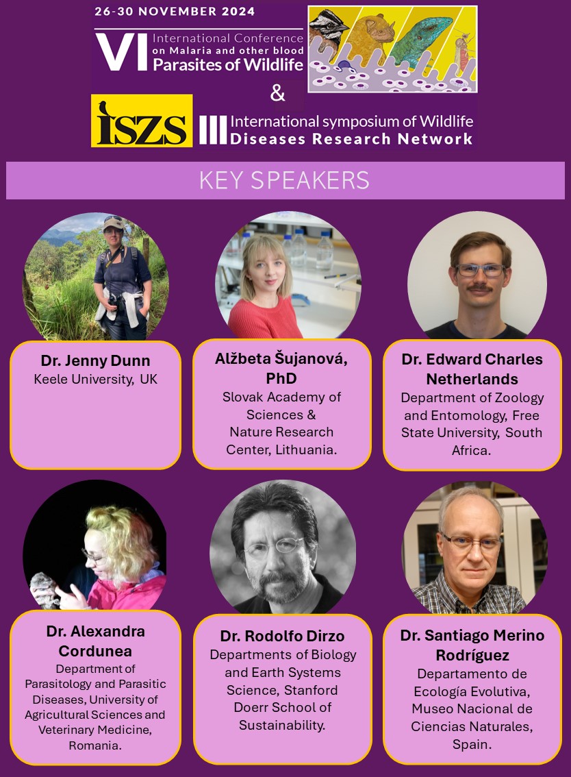 Meet the key speakers who will be joining us at the VI International Conference on Malaria and other Blood Parasites of Wildlife &amp; III International Symposium of the Wildlife Disease Research Network.
<a href="/jennycdunn/">Dr Jenny Dunn</a> <a href="/AlzbetaSujanova/">Alžbeta Šujanová</a> <a href="/alexandracordu3/">alexandra.corduneanu</a>