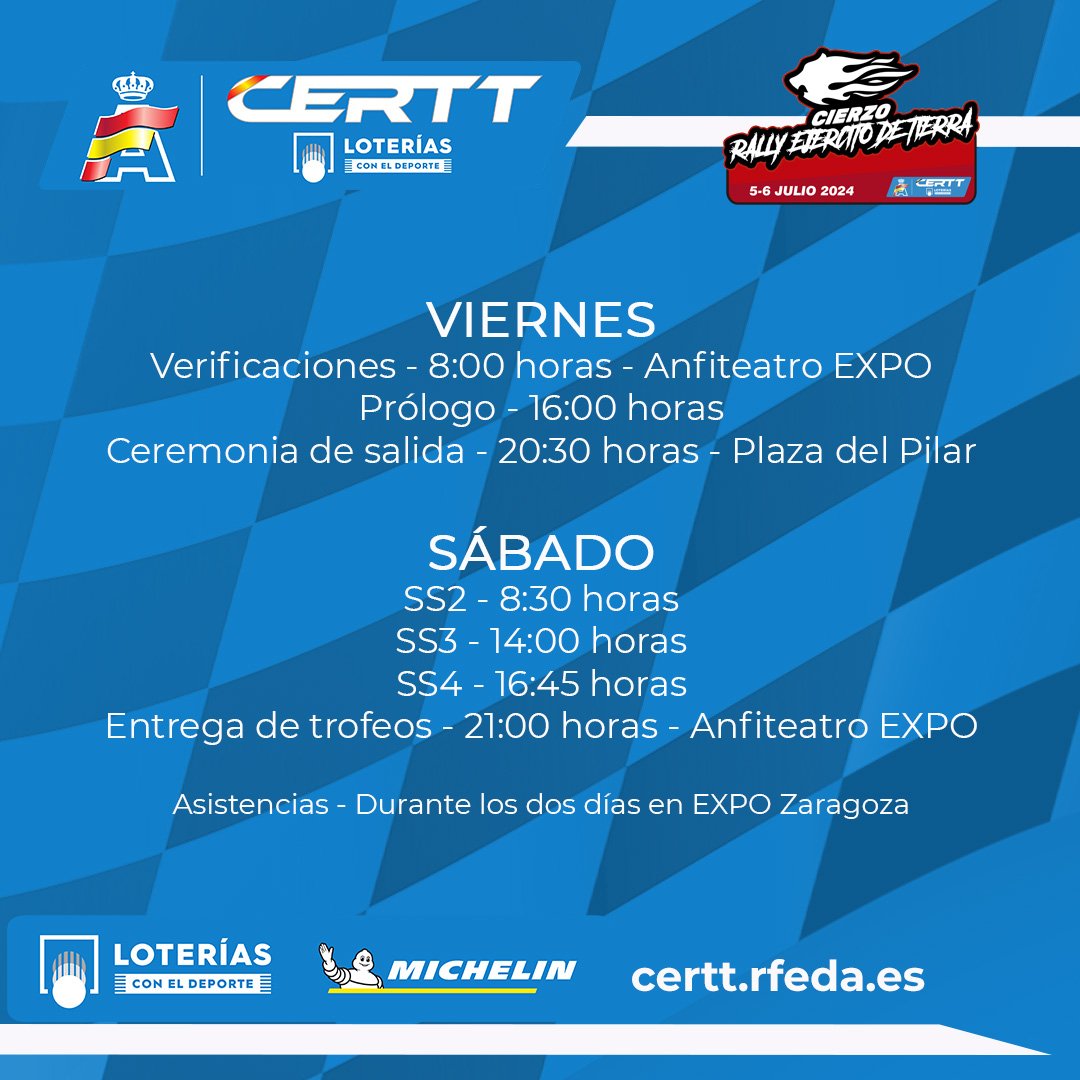 🚙 Estos son los principales horarios del <a href="/CierzoRally/">CierzoRally</a> <a href="/EjercitoTierra/">Ejército de Tierra 🇪🇸</a> que se disputa este próximo fin de semana  ✌️