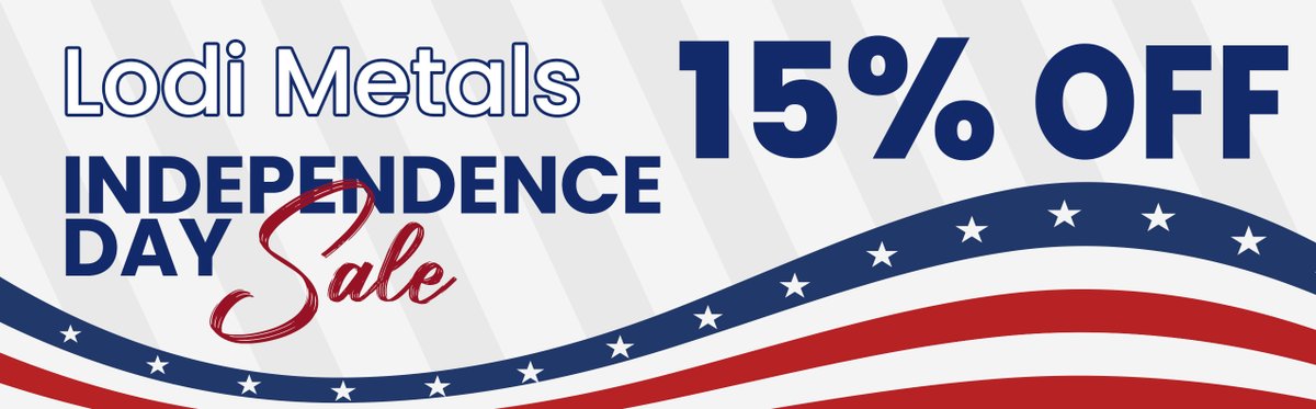 LodiMetalsInc's tweet photo. 🇺🇸 Celebrate Independence Day with Lodi Metals! 🇺🇸

🎇 Get ready for our Fourth of July Sale with an amazing 15% off ALL online orders! 🎆

🔗 https://t.co/Zkd8iOs6uz
🗓️ Sale Dates: July 4th, 2024 - July 9th, 2024
📦 Online Orders Only
📷 No Limits. No Restrictions. https://t.co/DTqeTIOR21