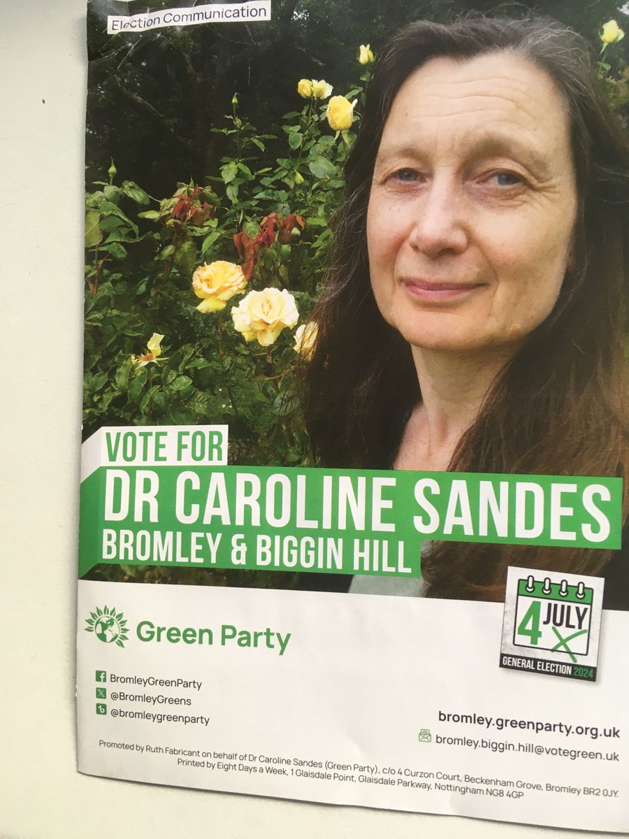 BromleyGreens's tweet photo. 🗳️ Not long until the polls open in Bromley &amp; Biggin Hill, and across the UK

🤔 Wondering where all the good ideas are in politics these days? Well, look no further!

💚 Vote @caroline_sandes for real hope &amp; real change, with @TheGreenParty

#VoteGreen #GE24 https://t.co/1Uf17pG33o