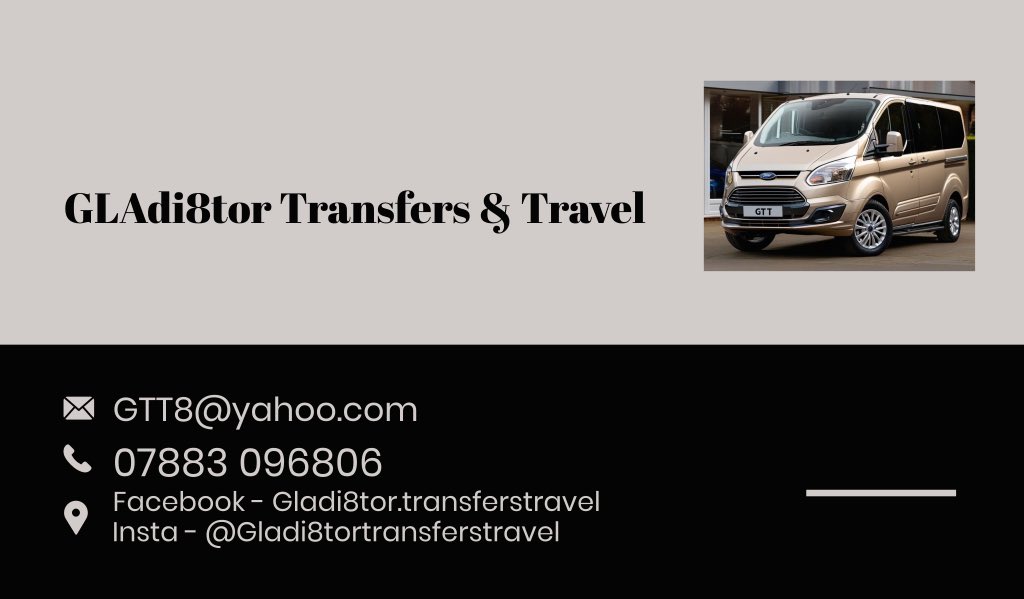 JamesCAMBO96's tweet image. RT’s please troops 🙏🏼
Airport runs, concerts, festivals, weddings and golf days.
4 and 8 passenger vehicles give us a shout for any requests. 🚌 
GLAdi8tor Transfers &amp;amp; Travel