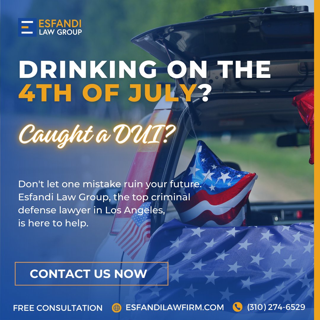 defender310's tweet photo. 🎆 Enjoy the 4th of July, but stay safe! 🎆
Got a DUI on Independence Day? 🛑 Esfandi Law Firm, the top criminal defense lawyers in Los Angeles, is here to help. 
🌐 Read: https://t.co/9qKFMa0dhc
📞 310-274-6529
#4thofJuly #DUI #CriminalDefense #LosAngelesLawyer #EsfandiLawGroup https://t.co/AtroetAGVS