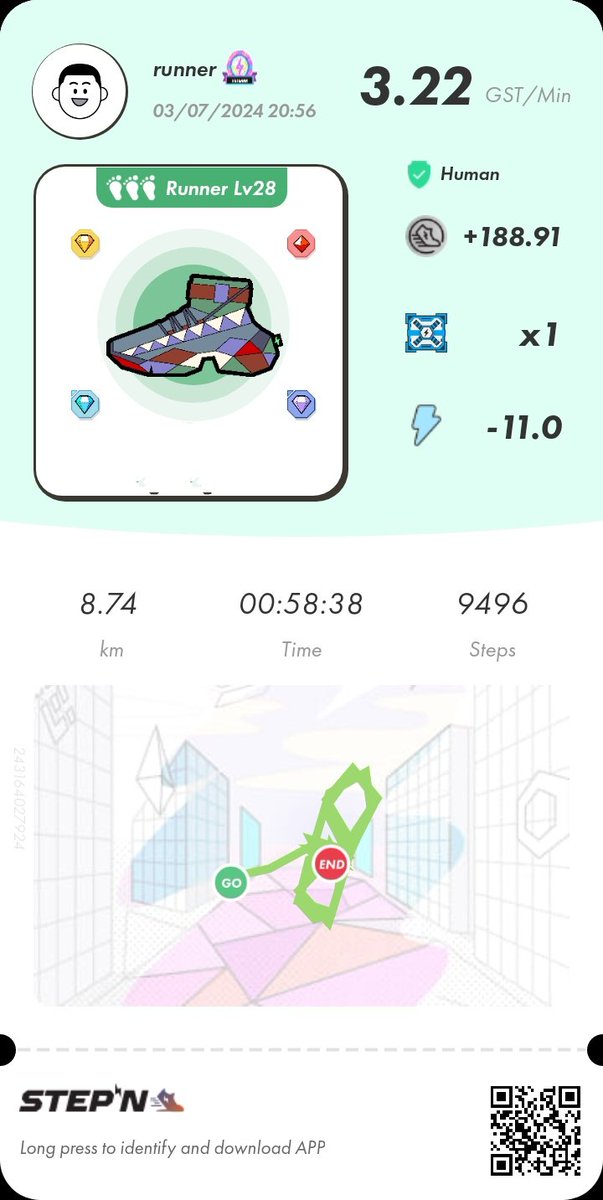 renceventures's tweet photo. @Stepnofficial My Run today.
#STEPN  #STEPNGO https://t.co/nlENBOOWW1