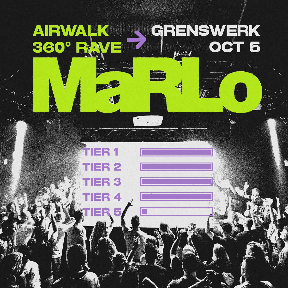 🚨 TICKET STATUS UPDATE: AIRWALK 360 RAVE 🚨
ALERT: TIER 1-4 SOLD OUT WITHIN LAUNCH WEEK!
⚡ TIER 5 TICKETS: [CRITICAL] SUPPLY_DEPLETING -&gt; SELLING FAST
🛡️ ACT NOW -&gt; airwalkevents.nl/event/marlo/