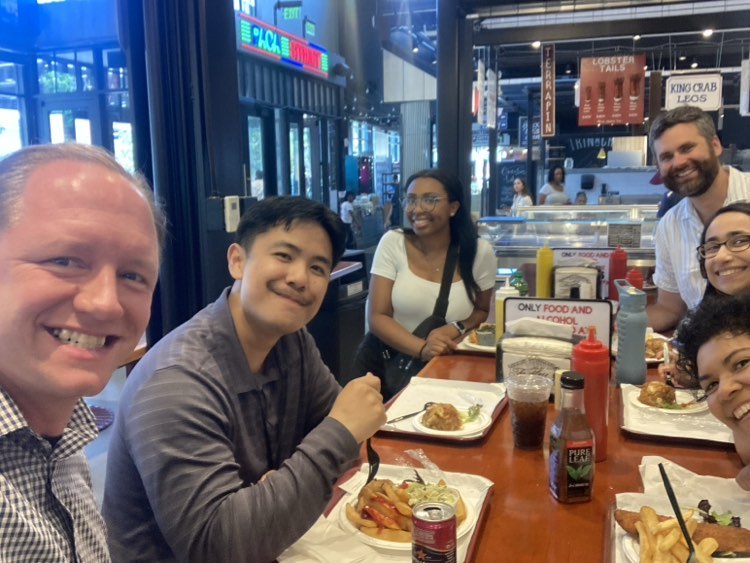 Grabbing Lunch at Faidley's to celebrate Rosie!  Lexington Market Staple.