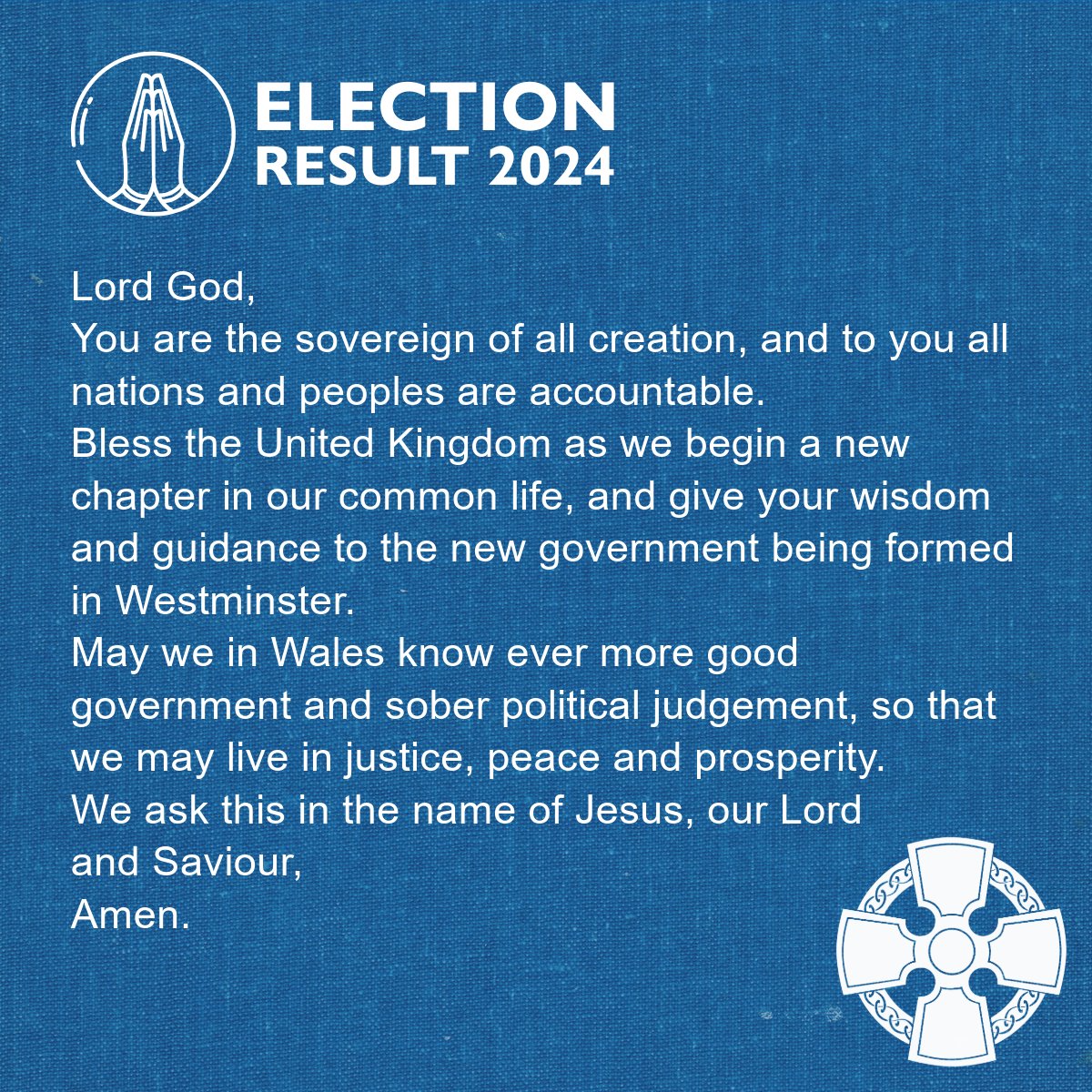 As we congratulate our new government, join us in praying for them as they face the task ahead.

#Prayer #ElectionPrayer #GeneralElection2024 #GeneralElection #EtholiadCyffridenol