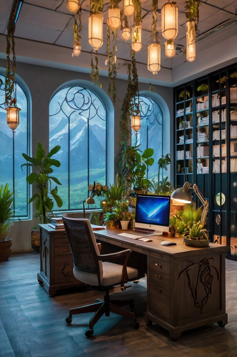 KusalChathura12's tweet image. A fantasy-themed office decor workplace 
#FantasyOfficeVibes #MagicalWorkspace #EnchantedDecor #MythicalOffice #WizardlyWorkspace #DragonDeskDecor #FairyTaleCubicle #MysticalOfficeDesign #SorceryStation #EpicWorkplace