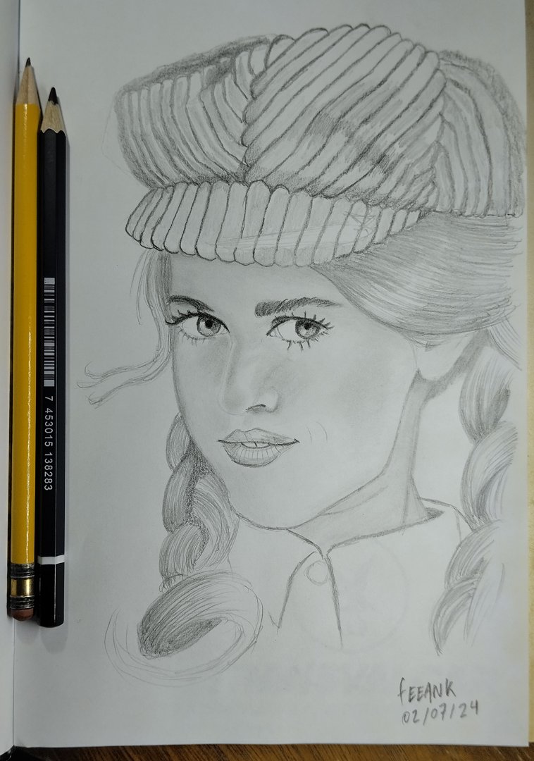 Feeank's tweet image. Una Jane Fonda con gorrito de la suerte para este miércoles 
#sketch #janefonda