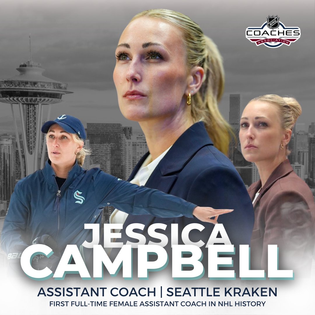 NHL Coaches’ Association (@nhlcoachesassoc) on Twitter photo 🚨Historic hire!🚨
Jessica Campbell becomes the first full-time female Assistant Coach in #NHL history as she joins Dan Bylsma’s <a href="/SeattleKraken/">Seattle Kraken</a> coaching staff.
👏👏👏 🚨Historic hire!🚨
Jessica Campbell becomes the first full-time female Assistant Coach in #NHL history as she joins Dan Bylsma’s <a href="/SeattleKraken/">Seattle Kraken</a> coaching staff.
👏👏👏